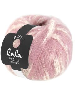 Lala Berlin Buffy - Baby Alpaca / Cotton - Rose/ Off White col.002 - 50g Skein by Lana Grossa