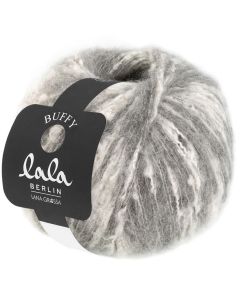 Lala Berlin Buffy - Baby Alpaca / Cotton - Gray / Off White col.11 - 50g Skein by Lana Grossa