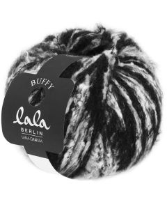 Lala Berlin Buffy - Baby Alpaca / Cotton - Black / Off White col.12 - 50g Skein by Lana Grossa