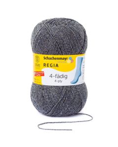 REGIA 4-Ply Solid Yarn 50g - Grey Mouliné