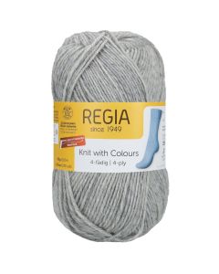 REGIA 4-Ply Solid Yarn 50g - Light Grey Melange