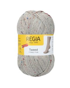 REGIA 4-Ply Tweed 100g - Light Grey