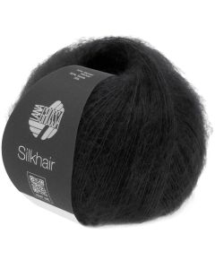 Silkhair - Mohair Silk Blend - Black Col. 14 - 25g Skein by Lana Grossa