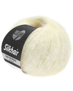 Silkhair - Mohair Silk Blend - White Col. 117- 25g Skein by Lana Grossa